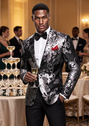 Silver Peony Jacquard Tuxedo (2-Piece)