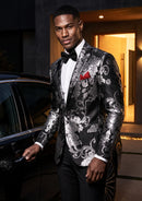 Silver Peony Jacquard Tuxedo (2-Piece)