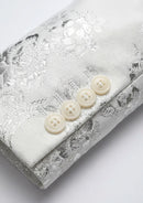 Men's Notched Lapel One Button Jacquard Silver Tuxedo