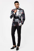 Men's Black and White Graffiti Blazer Accented with Orange Streaks