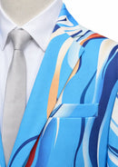 Men’s 2-Piece Baby Blue Abstract Print Suit Set