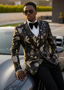 Men's 2-Piece Golden Birdsong Forest Embroidery Suit