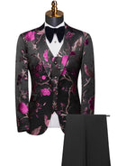 Men's 2-Piece Golden Magenta Birdsong Forest Embroidery Suit