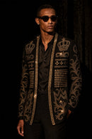 Hand-Embellished Gold Crown Jacket
