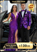 Veste de smoking à paillettes violettes et florales pour homme