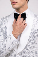 Men's  Silver Falling Stars White  Sequin Jacket