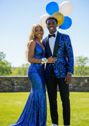 Men's Navy Sequin Jacket Blue Falling Stars