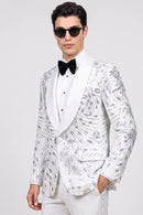 Men's  Silver Falling Stars White  Sequin Jacket
