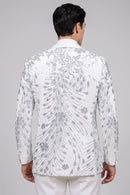 Men's  Silver Falling Stars White  Sequin Jacket