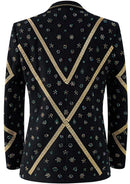 Heavily Hand-Embellished Black & Gold Tuxedo Jacket
