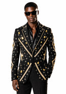 Heavily Hand-Embellished Black & Gold Tuxedo Jacket
