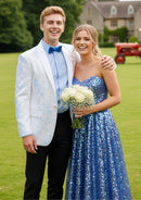 Men's Slim Fit Embroidery Sequin Jacket White