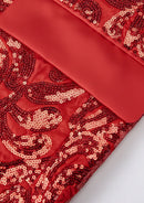 Men's Exquisite Shawl Lapel Floral Sequin Red Tuxedo
