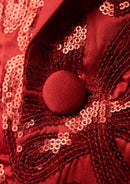 Men's Exquisite Shawl Lapel Floral Sequin Red Tuxedo