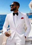 Men's Sequin Pink Geometric Mosaic White Tuxedo