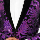 Men's Sparkle Floral Purple Sequin Tuxedo Jacket