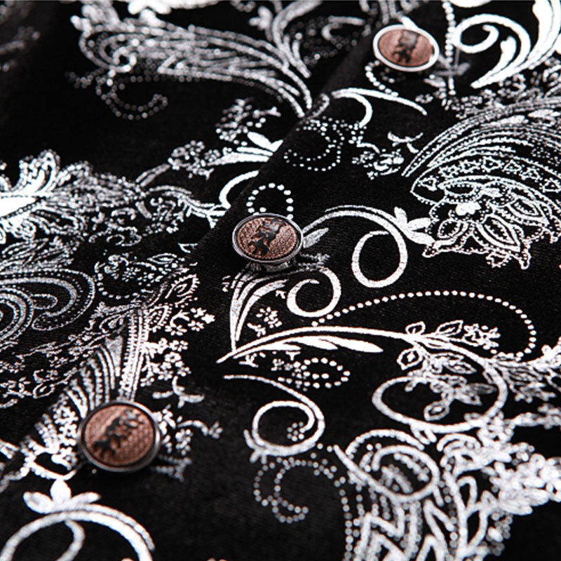 Men's Metallic Printed Vest Black - www.tuxedoaction.com
