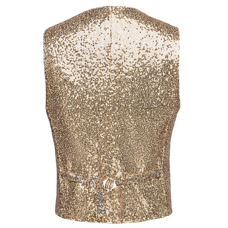 Men's Sequin Fashion Vest Gold - www.tuxedoaction.com