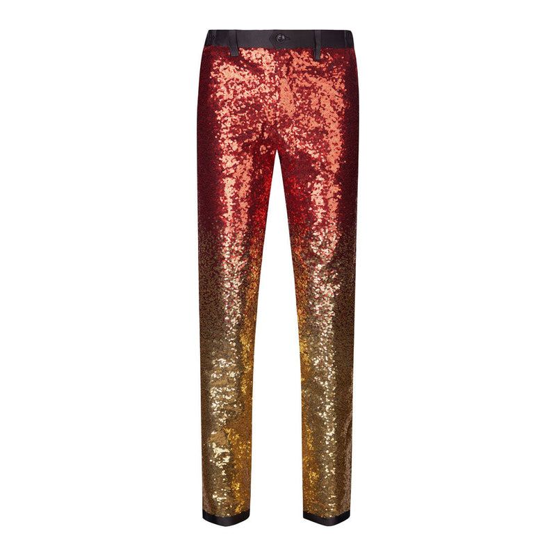 Men's Shiny Luxury Embroidery Pants Red Gold