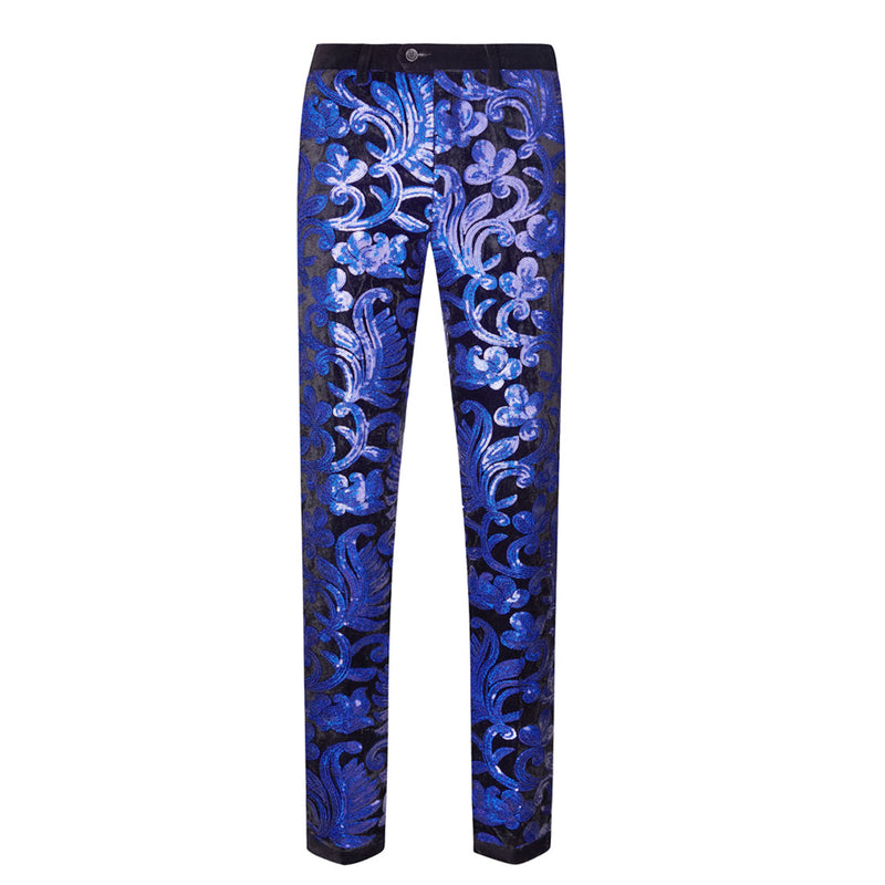 Men's Shiny Luxury Embroidery Pants Blue