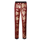 Pantalon homme brillant brodé de luxe doré et rouge