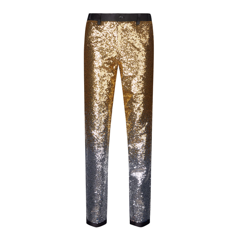 Men's Shiny Luxury Embroidery Pants Gold Sliver