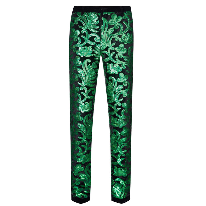 Men's Shiny Luxury Embroidery Pants Green