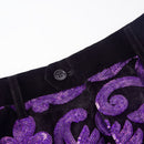 Pantalon brillant brodé de luxe pour homme, violet