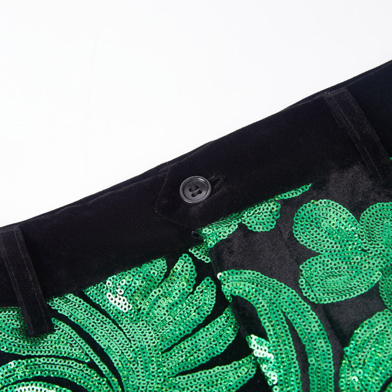 Men's Shiny Luxury Embroidery Pants Green