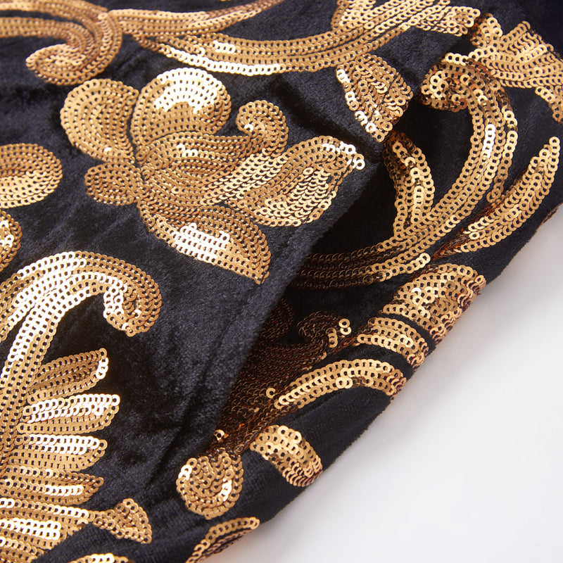 Men's Shiny Luxury Embroidery Pants Gold