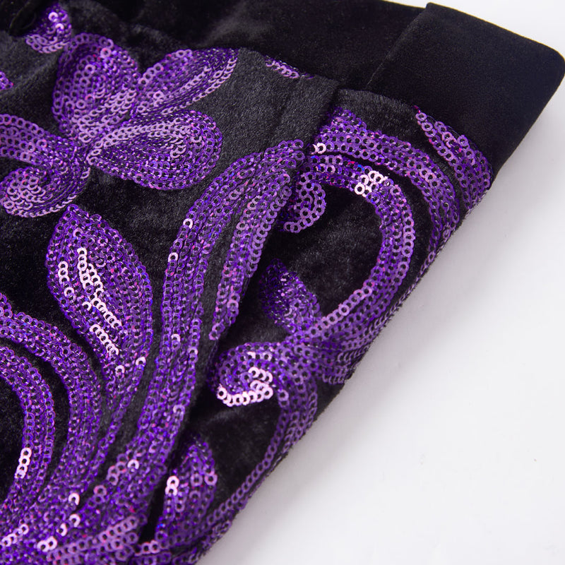 Men's Shiny Luxury Embroidery Pants Purple