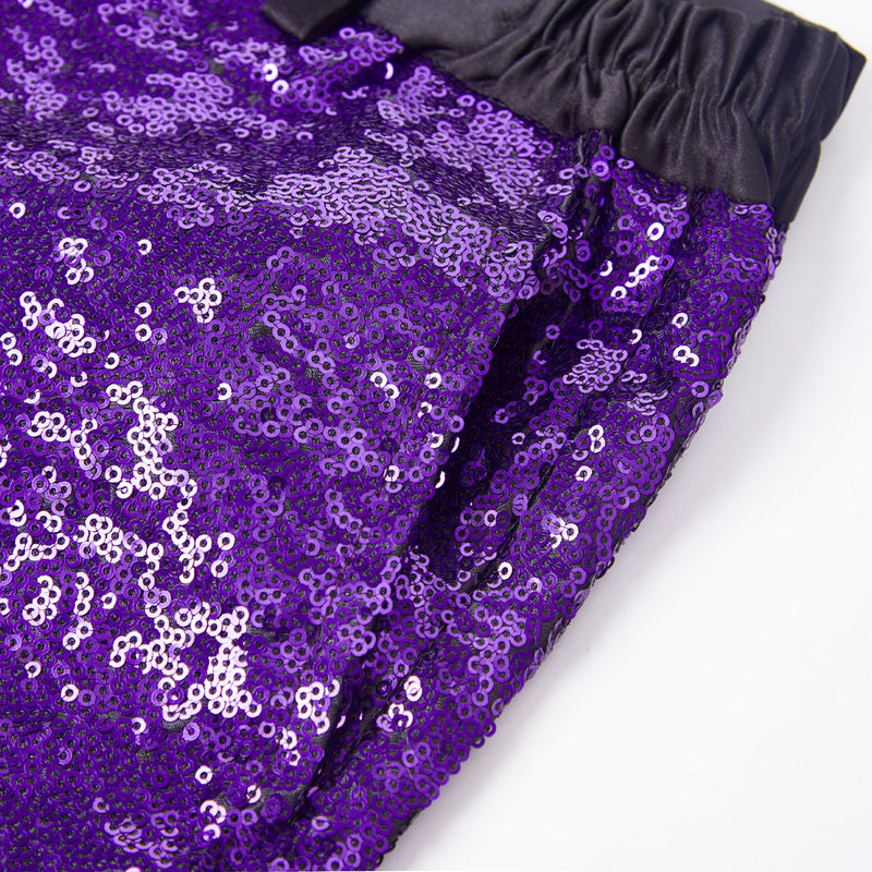 Men's Shiny Luxury Embroidery Pants Purple Black