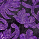 Pantalon brillant brodé de luxe pour homme, violet