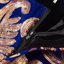 Pantalon homme brillant brodé de luxe doré et bleu