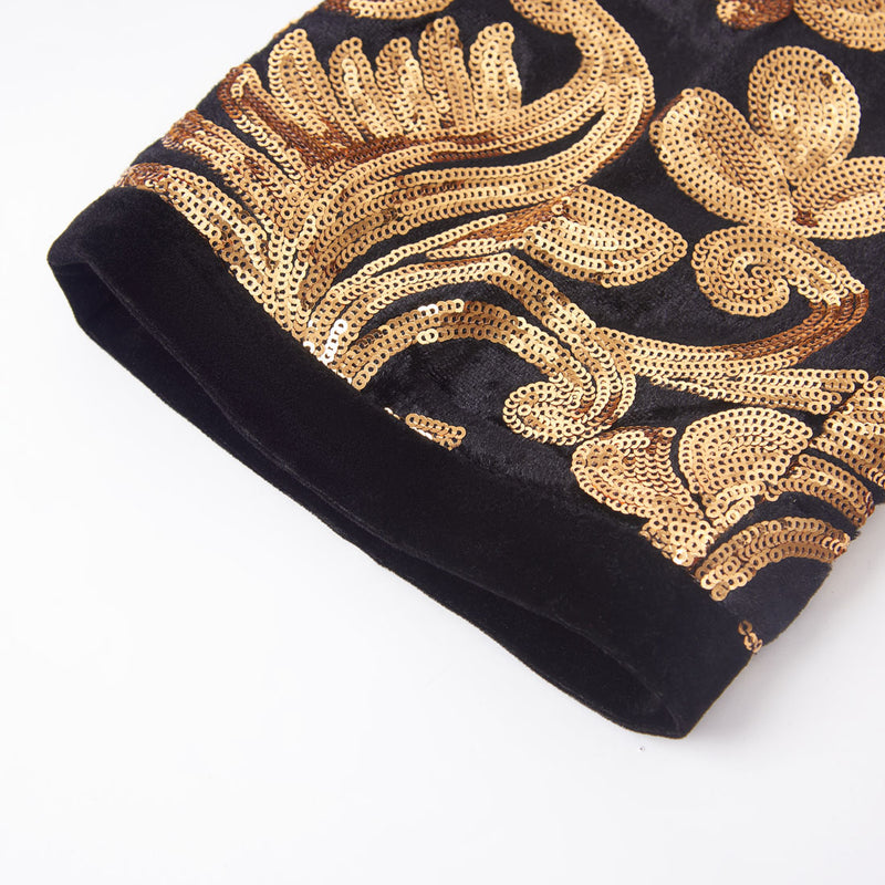 Men's Shiny Luxury Embroidery Pants Gold