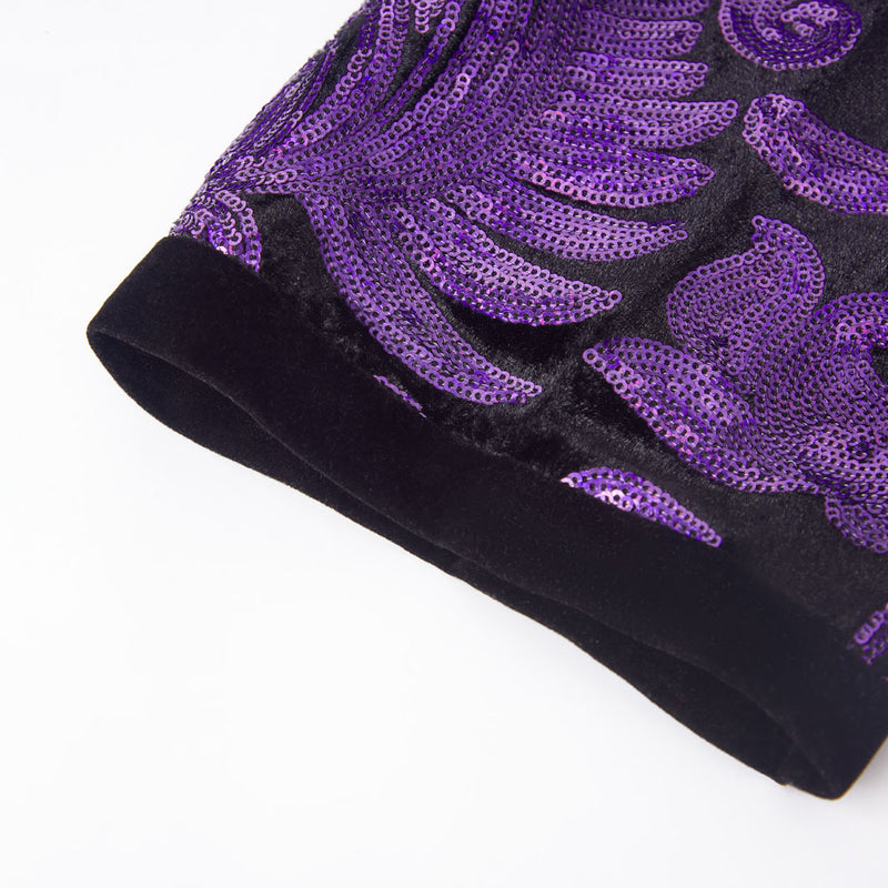 Men's Shiny Luxury Embroidery Pants Purple