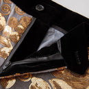 Pantalon homme brillant brodé de luxe gris doré