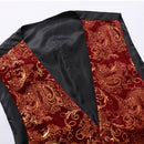 Men's Metallic Printed Vest Red-Gold - www.tuxedoaction.com