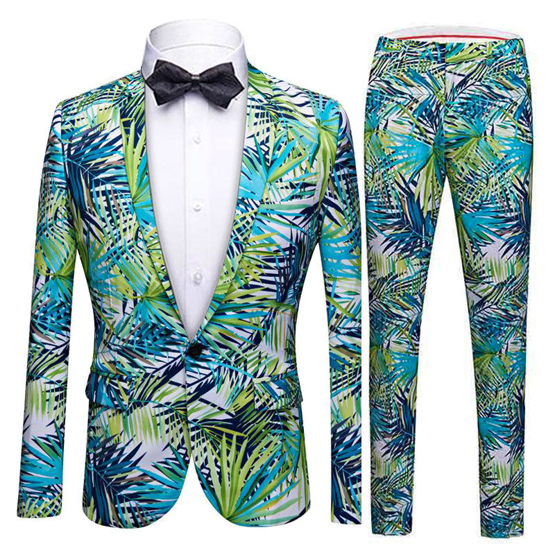 tropical palm pattern suit