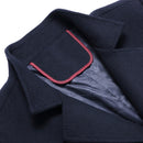 Men's Slim Fit Woolen Coat with Detachable Wool Scarf Navy Blue Only Jacket