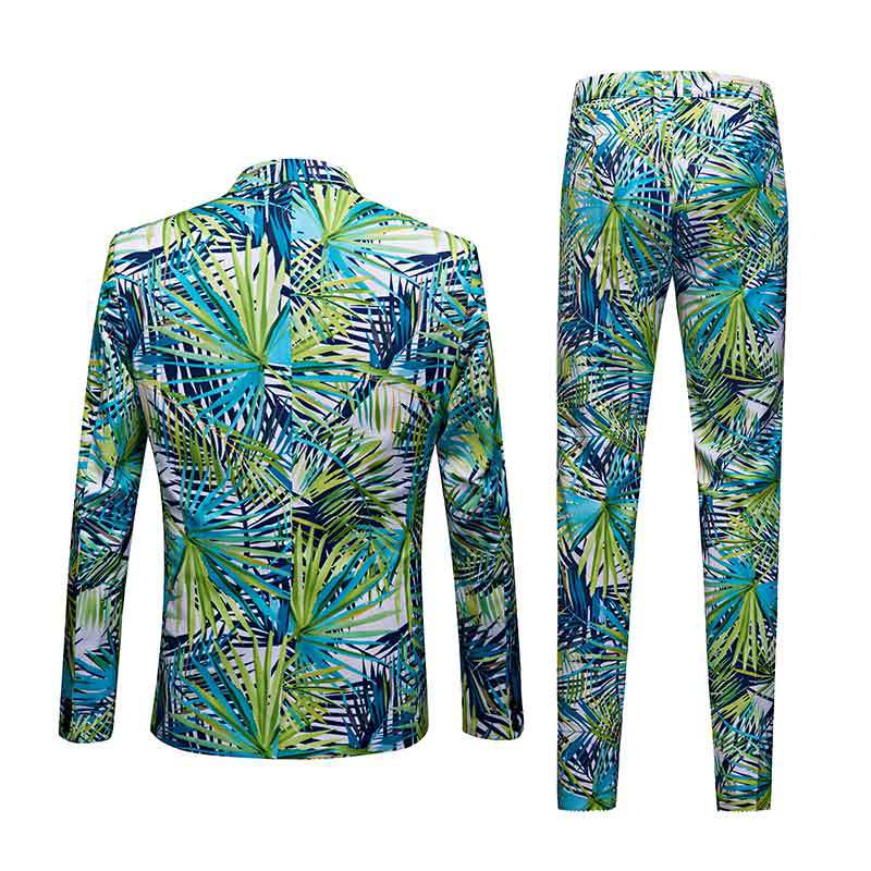 tropical palm pattern suit back