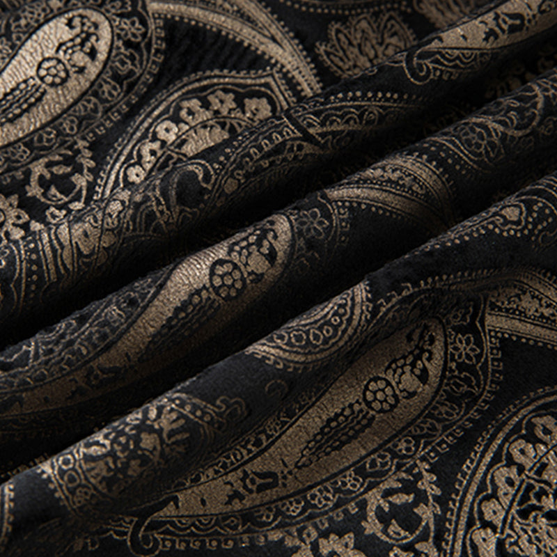 Gold Paisley Velvet Black Tuxedo fabric