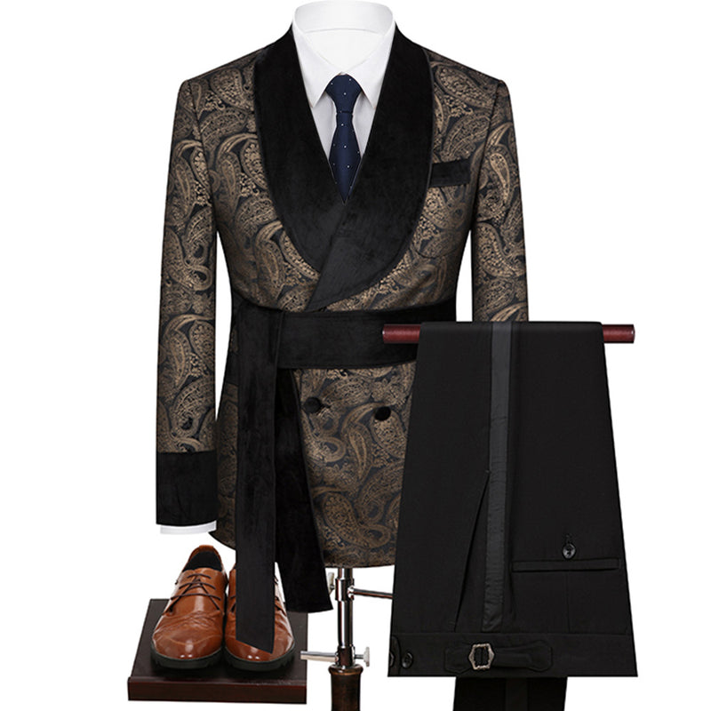 Gold Paisley Velvet Black Tuxedo