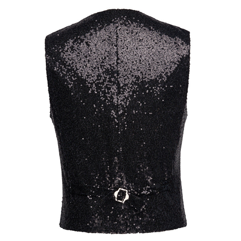 Men's Sequin Fashion Vest Black - www.tuxedoaction.com