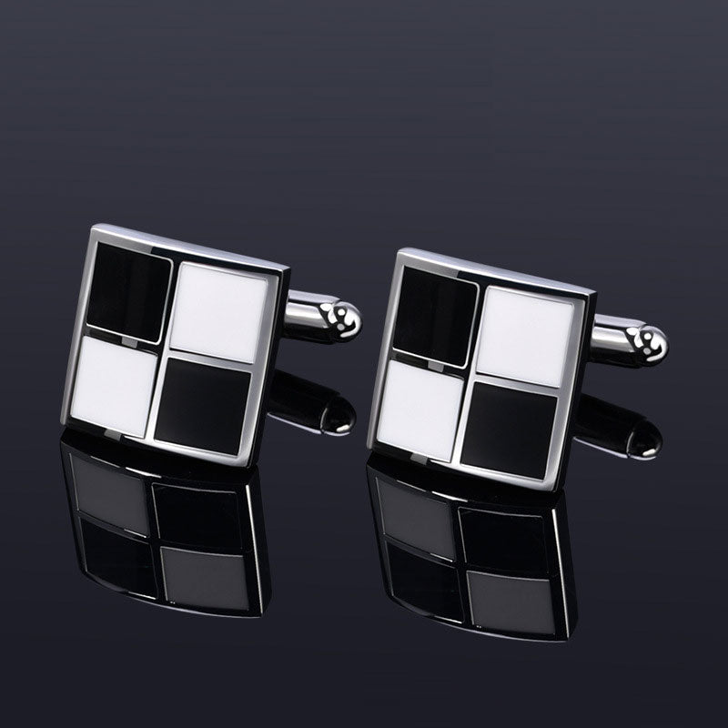 Black and White Checkered Inlaid Cufflinks - www.tuxedoaction.com