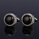 Black Pearl Inlay Crafted Shirt Cufflinks - www.tuxedoaction.com