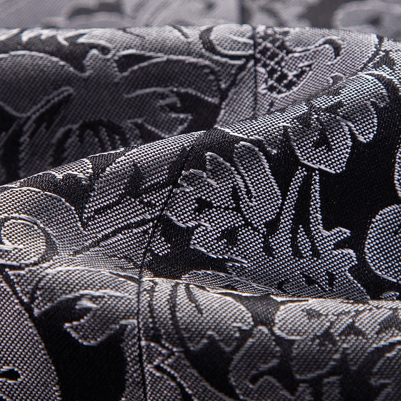 Silver jacquard  Black Suit fabric