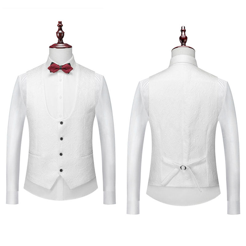 Jacquard Floral White Suit vest