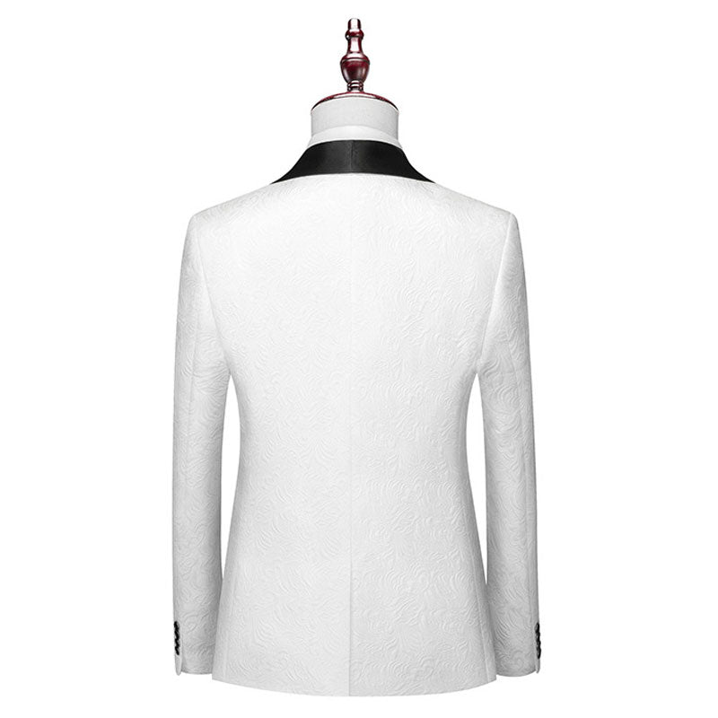Jacquard Floral White Suit Back