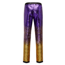 Men's Shiny Luxury Embroidery Pants Purple Gold